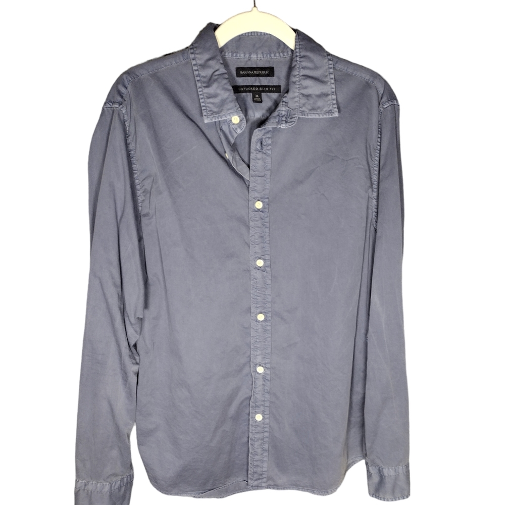 Banana Republic men's long sleeves button up untucked slim fit M dark blue